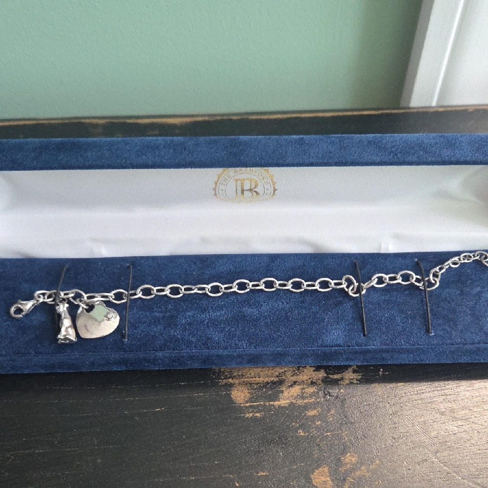 The Bradford Exchange Heart And Boxer Silver Charm Bracelet